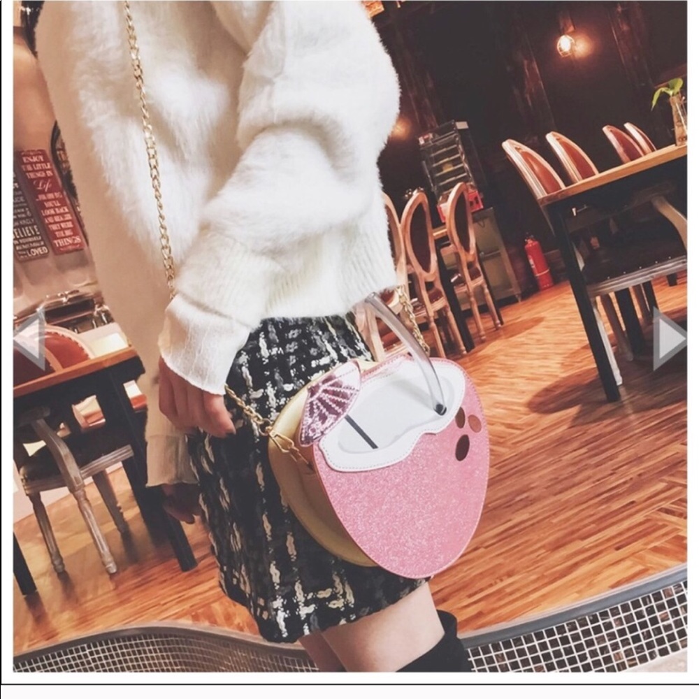 Pink Glitter Coconut Crossbody Bag